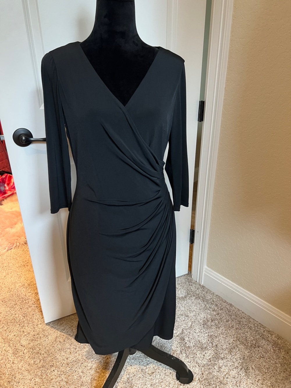 WHBM Black faux wrap dress